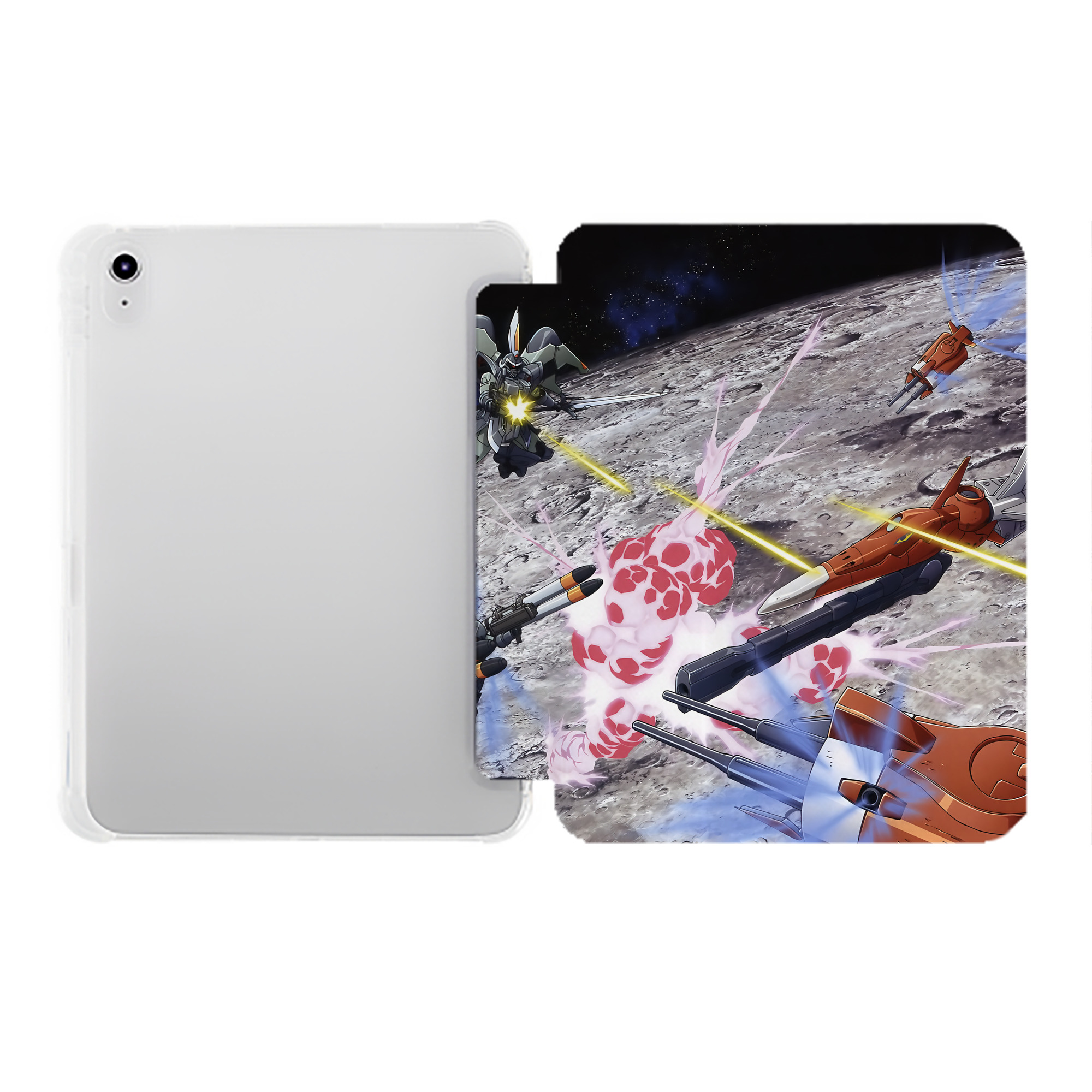 （画像用） 機動戦士ガンダム Mobile Suit Gundam IPad ケース ペン収納付き 三つ折りスタンド PUレザー×シリコン 対応機種9.5/10.5/10.9インチ